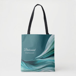 Modern Abstract-Emerald Green-Bridesmaid- Tote Bag