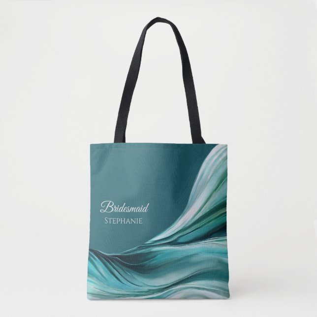 Modern Abstract-Emerald Green-Bridesmaid- Tote Bag (Front)