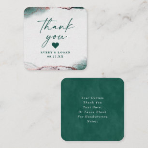 Modern Abstract Emerald Green Wedding Thank You Card