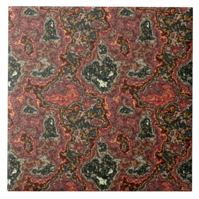 Modern Abstract Emerald Pink Maroon Marble Pattern Tile (Front)