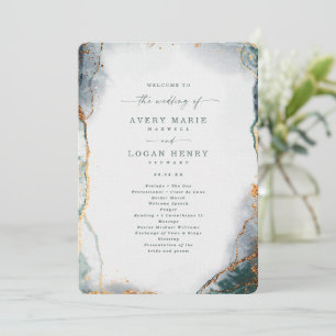 Modern Abstract Eucalyptus Green Wedding Ceremony Programme