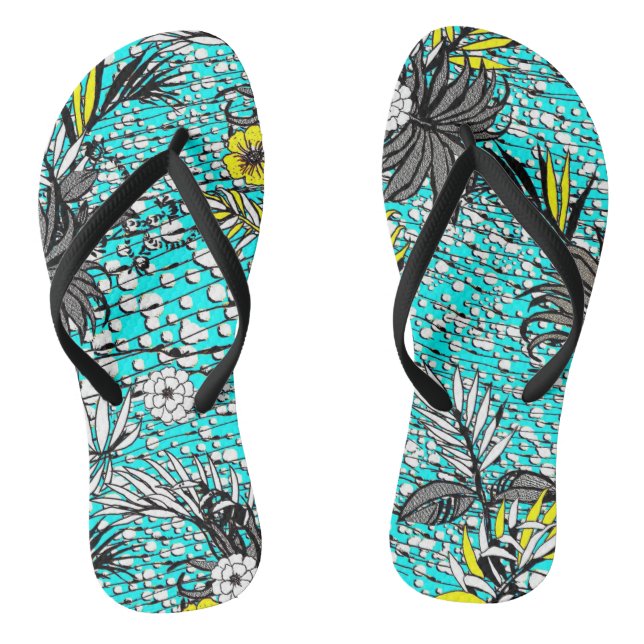 Modern Abstract Exotic Floral Art Flip Flops (Footbed)