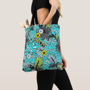 Modern Abstract Exotic Floral Art Tote Bag