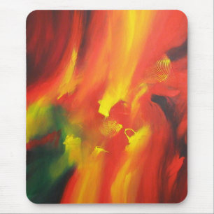 Modern Abstract Expressionism Painting Red Yellow Mouse Mat