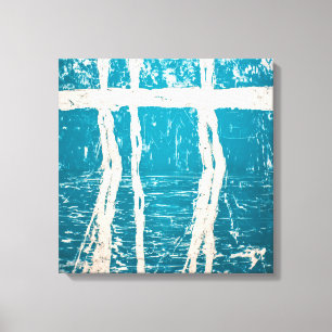Modern Abstract Expressionism Textured Blue White Canvas Print