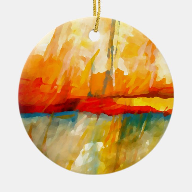 Modern Abstract Expressionist Painting Ceramic Tree Decoration (Front)