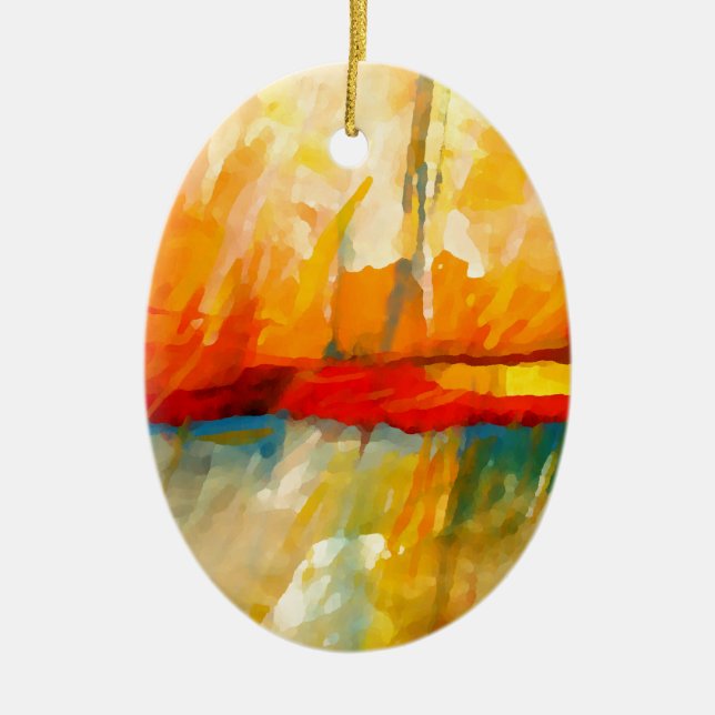 Modern Abstract Expressionist Painting Ceramic Tree Decoration (Front)
