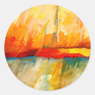 Modern Abstract Expressionist Painting Classic Round Sticker