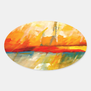 Modern Abstract Expressionist Painting Oval Sticker