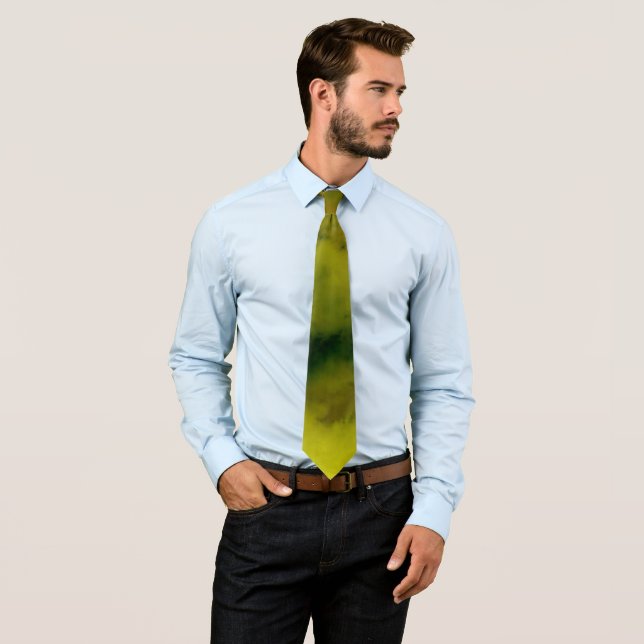 Modern Abstract Expressionist Yellow Green Tie (In Situ)