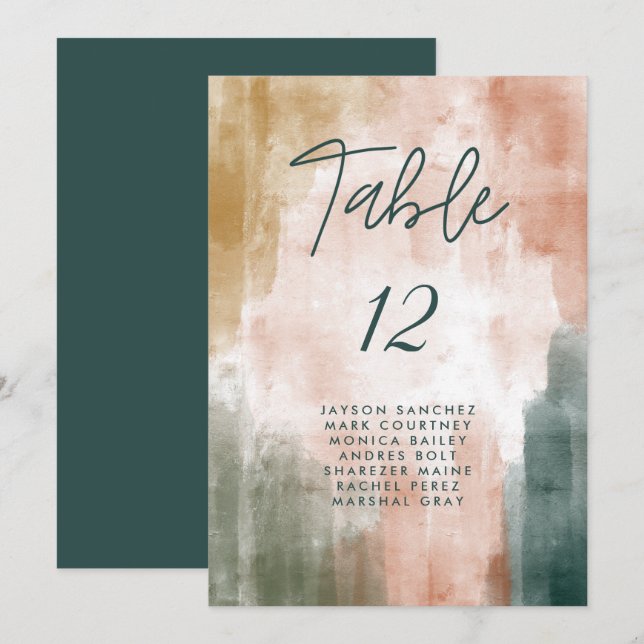 Modern Abstract Fall Wedding Seat Number (Front/Back)