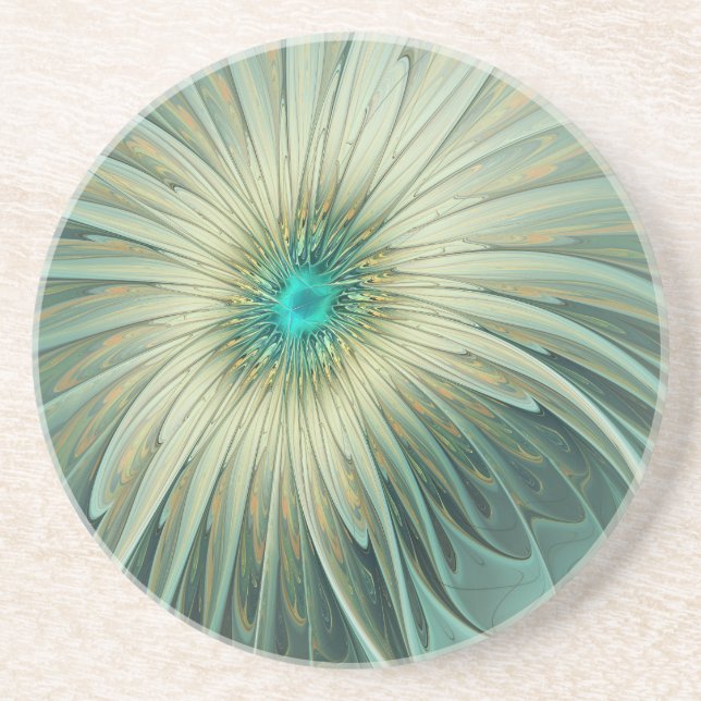 Modern Abstract Fantasy Flower Fractal Art Coaster (Front)