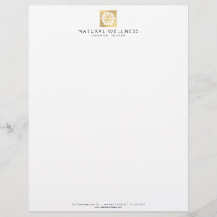 Modern Abstract Faux Gold Floral Logo Wellness Letterhead Template