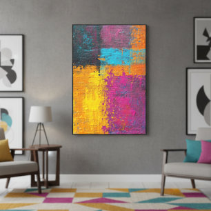 Modern Abstract Faux Oil Textured Vibrant Canvas Print