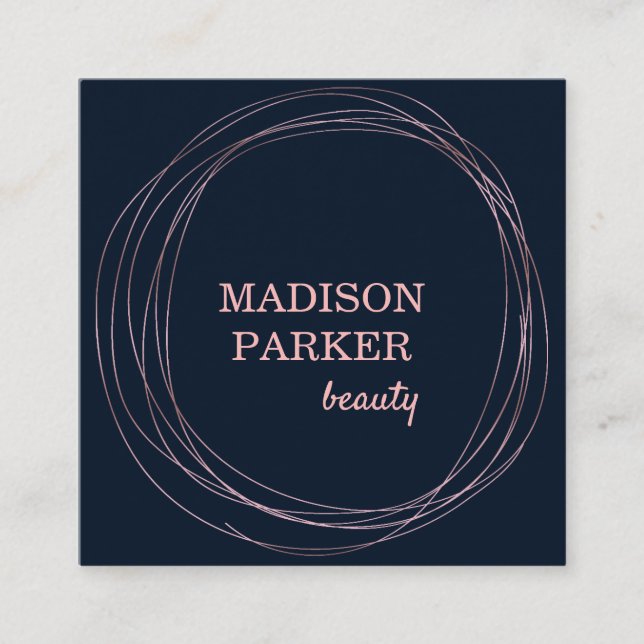 Modern Abstract Faux Rose Gold Square Business Card (Front)