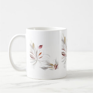 Modern Abstract Feather Leaves – Minimalist Artist Coffee Mug