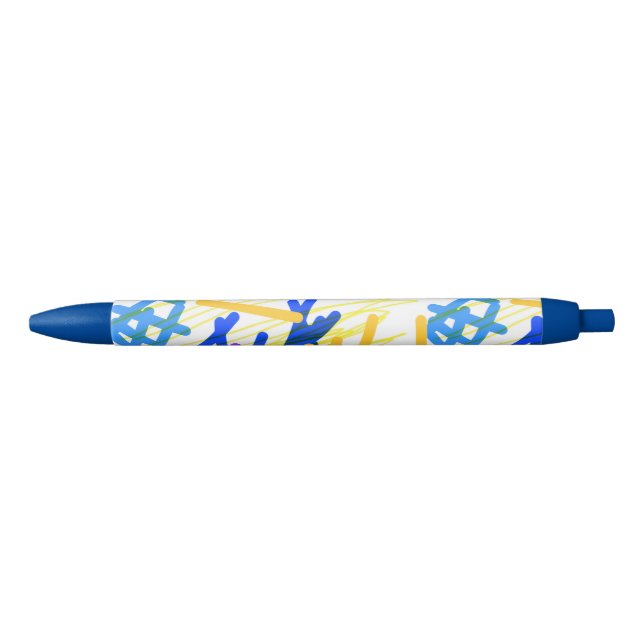 Modern Abstract Festive Paint Splash  Blue Ink Pen (Front)