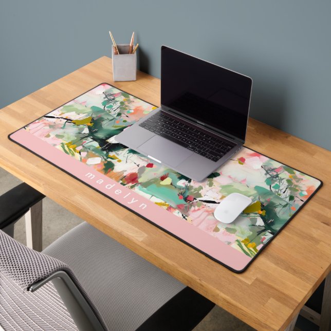 Modern Abstract Floral Art Personalised Desk Mat (Office 2)