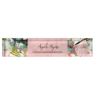 Modern Abstract Floral Art Personalised Nameplate