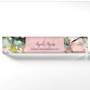 Modern Abstract Floral Art Personalized Nameplate