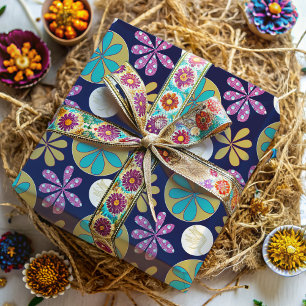 Modern Abstract Floral Colourful  Wrapping Paper