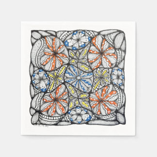 Modern Abstract Floral Doodle Cocktail Napkins