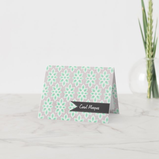 Modern Abstract Floral Elegant Personalised Note Card (Front)