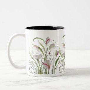 Modern Abstract Floral Harmony – Elegant Two-Tone  Coffee Mug
