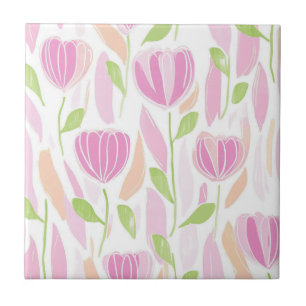 Modern Abstract Floral Line Pattern (1) Tile