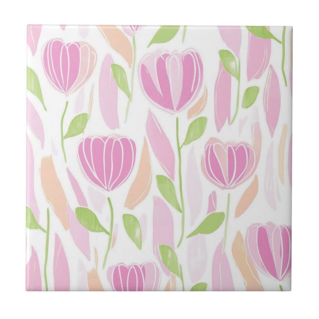Modern Abstract Floral Line Pattern (1) Tile (Front)
