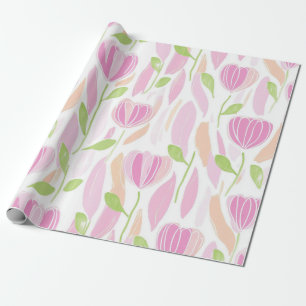 Modern Abstract Floral Line Pattern (1) Wrapping Paper