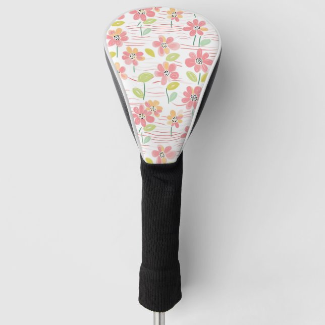 Modern Abstract Floral Line Pattern (3) Golf Head Cover (Front)