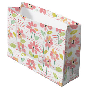 Modern Abstract Floral Line Pattern (3) Large Gift Bag