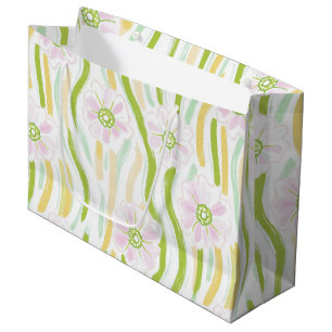 Modern Abstract Floral Line Pattern (4) Large Gift Bag