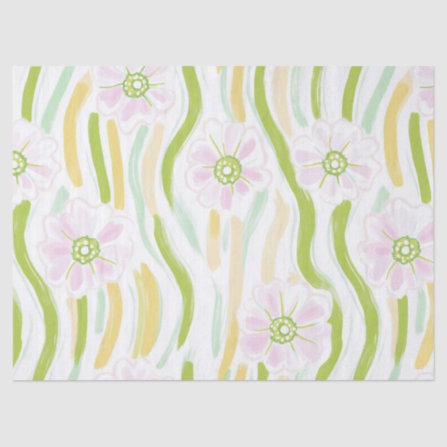 Modern Abstract Floral Line Pattern (4) Tissue Paper (Front)