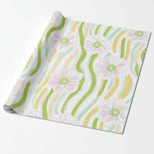Modern Abstract Floral Line Pattern (4) Wrapping Paper