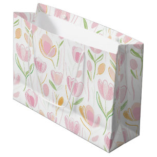 Modern Abstract Floral Line Pattern (5) Large Gift Bag