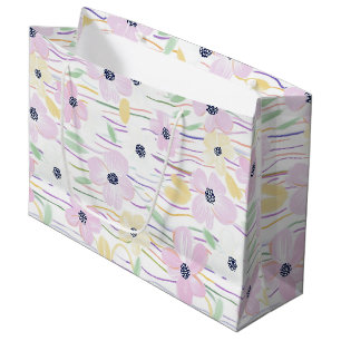 Modern Abstract Floral Line Pattern (6) Large Gift Bag