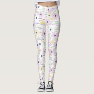 Modern Abstract Floral Line Pattern (6) Leggings