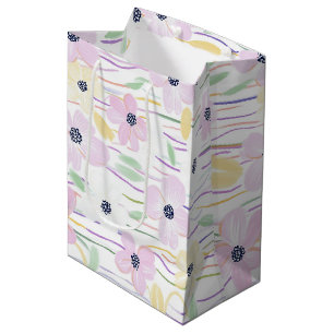 Modern Abstract Floral Line Pattern (6) Medium Gift Bag