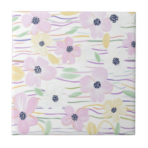 Modern Abstract Floral Line Pattern (6) Tile