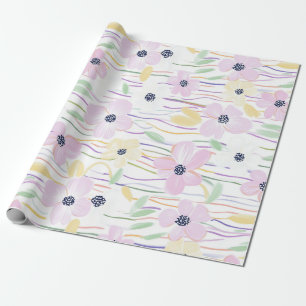 Modern Abstract Floral Line Pattern (6) Wrapping Paper