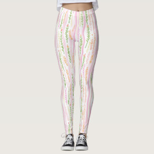 Modern Abstract Floral Line Pattern (7) Leggings