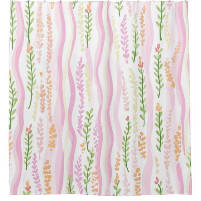 Modern Abstract Floral Line Pattern (7) Shower Curtain (Front)