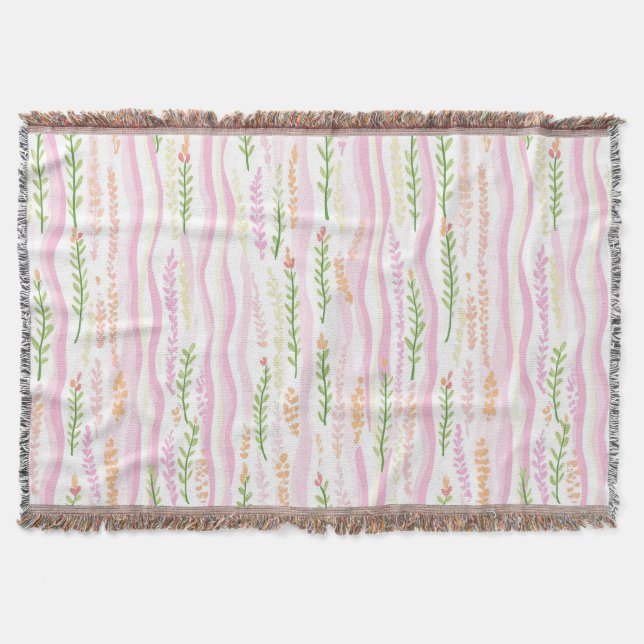 Modern Abstract Floral Line Pattern (7) Throw Blanket (Front)
