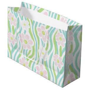 Modern Abstract Floral Line Pattern (8) Large Gift Bag