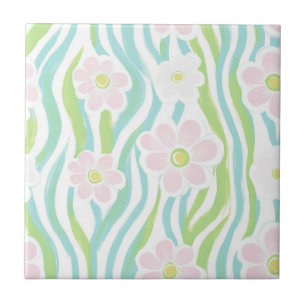 Modern Abstract Floral Line Pattern (8) Tile