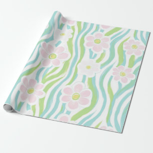 Modern Abstract Floral Line Pattern (8) Wrapping Paper