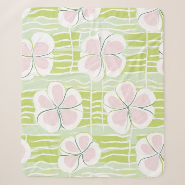 Modern Abstract Floral Line Pattern (9) Sherpa Blanket (Front)