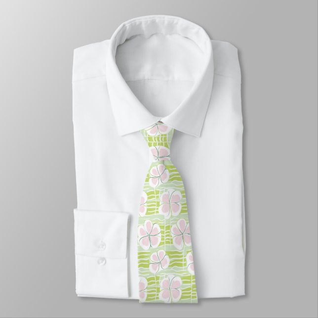 Modern Abstract Floral Line Pattern (9) Tie (Tied)